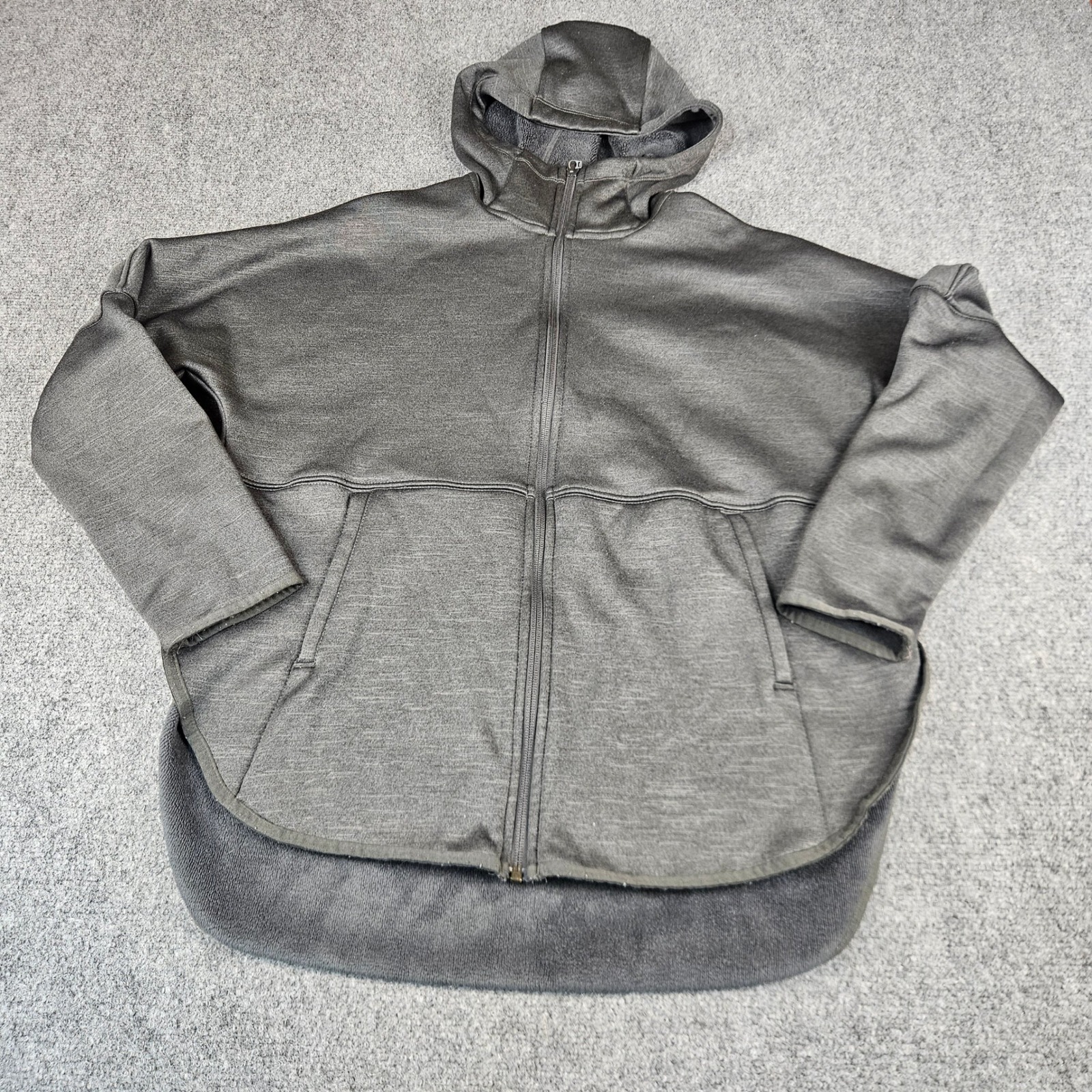The North Face Womens Gray Full Zip Fleece Lined Hoodie High Low Hem Small